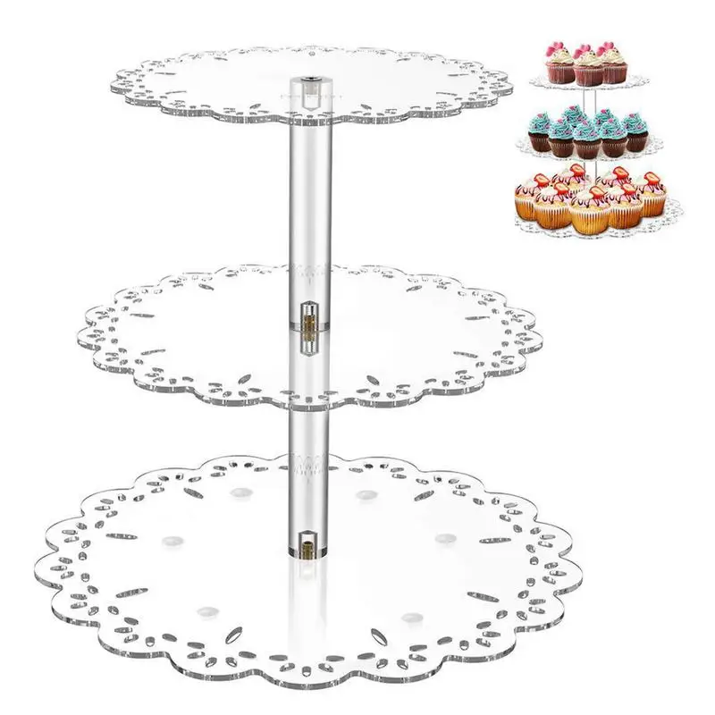 

3 Tier Dessert Stand Cupcake Stand 3 Tier Transparent Acrylic Pastry Cupcake Fruit Plate Serving Dessert Holder For Home Party