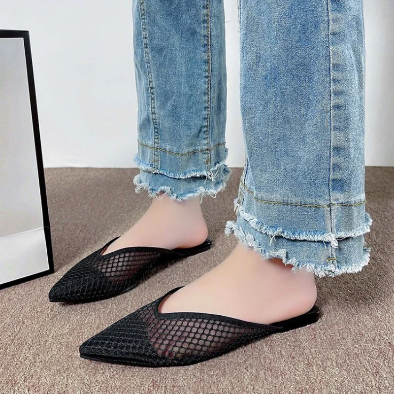 

Women Fashion Sweet Black Pointed Toe Comfort Slip on High Heel Shoes Female Light Weight Beige Summer Shoes
