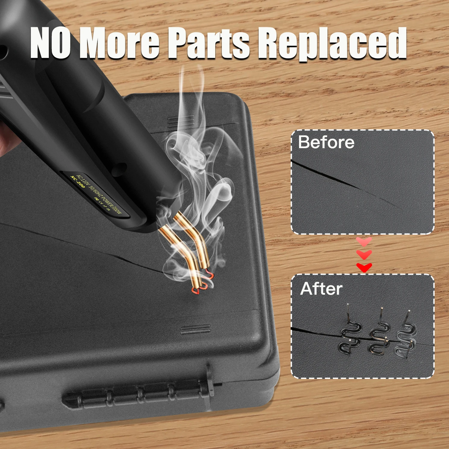 200W Plastic Welder 400/1200PCS Hot Staples 2 in 1 Car Bumper Repair  Plastic Welding Repair Kit with 2PCS Smoothing Tips 6