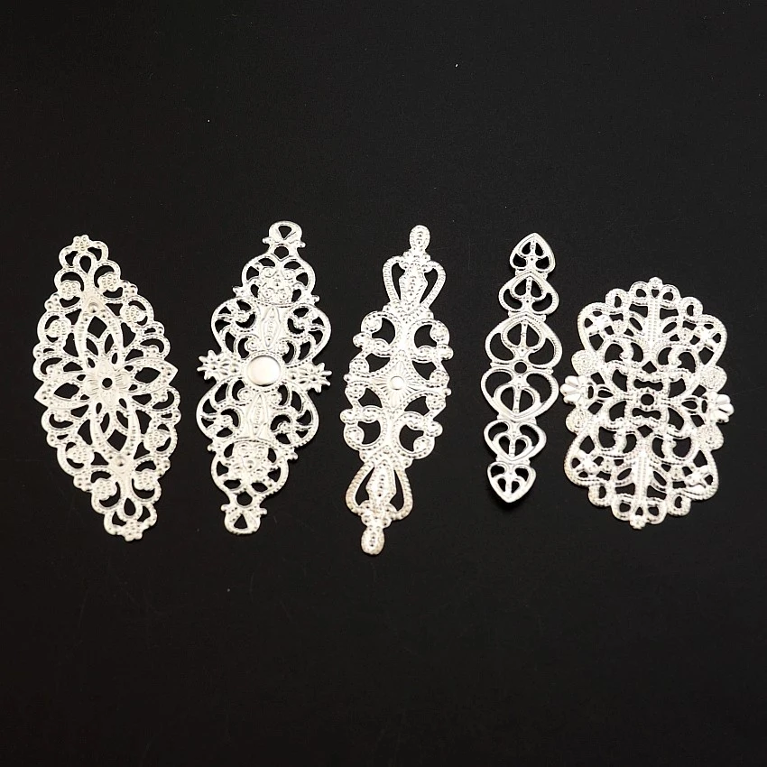 Lot De 100 Enveloppes Filigrane Fleurs Plaqué Argent - Breloques Bijoux DIY, Neuf