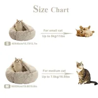 Lit chaud en peluche pour animal de compagnie, long, fermé, rond, coussin, sac de couchage confortable, accent de chat, chenil pour petit animal de compagnie 6