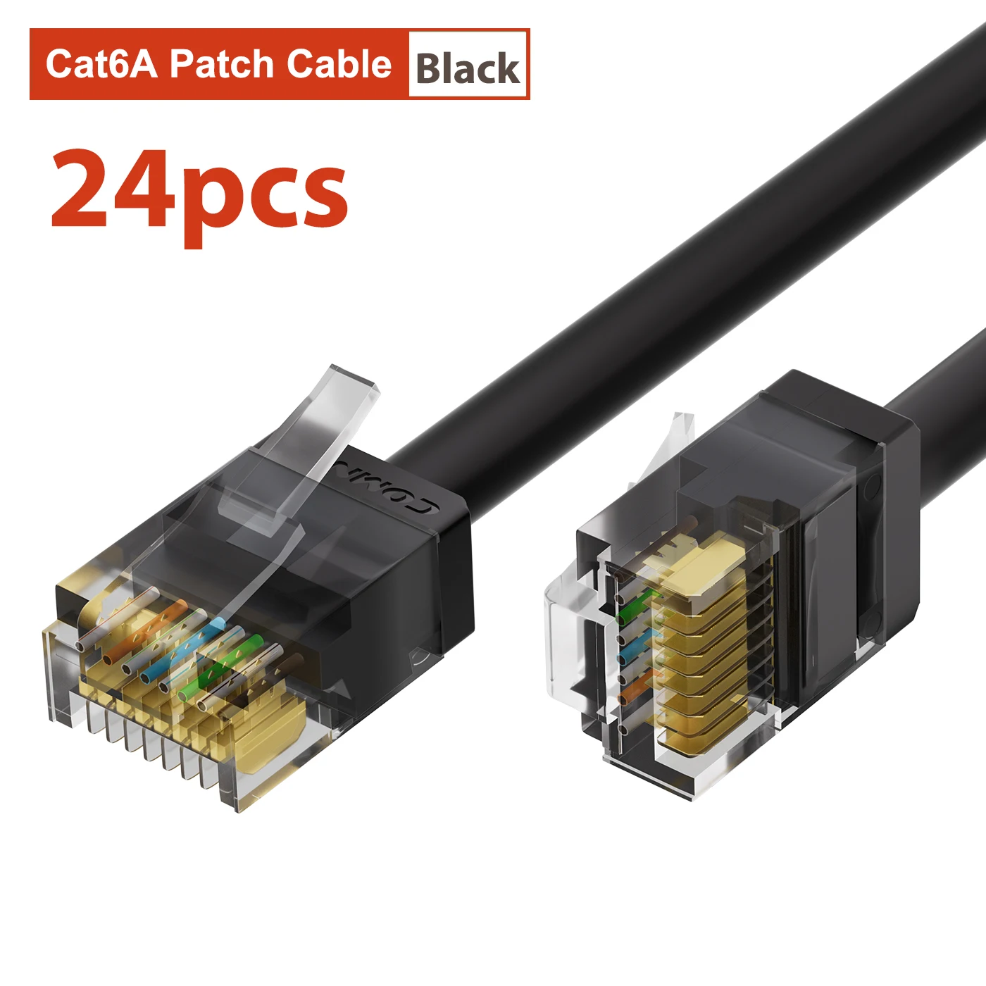 24-Pack Slim Cat6a Ethernet Patch Cables, 10G High-Speed, Flexible Connection