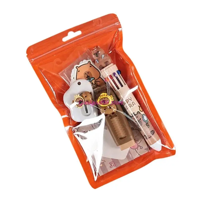 학생 학습 세트 Capybaras 디자인 사무용품 지우개 펜 스티커 메모 패드