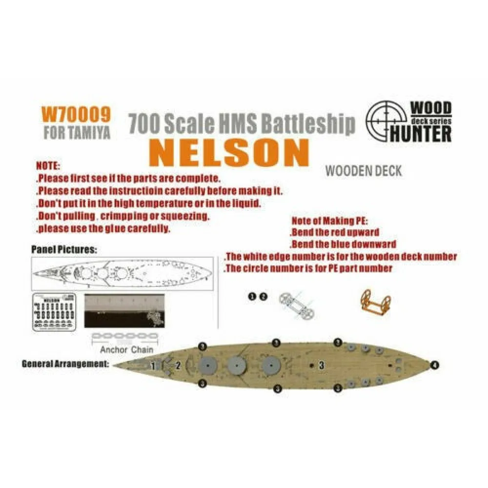 Hunter W70009 1/700 Wood Deck Hms Battleship Nelson Per Tamiya 77504