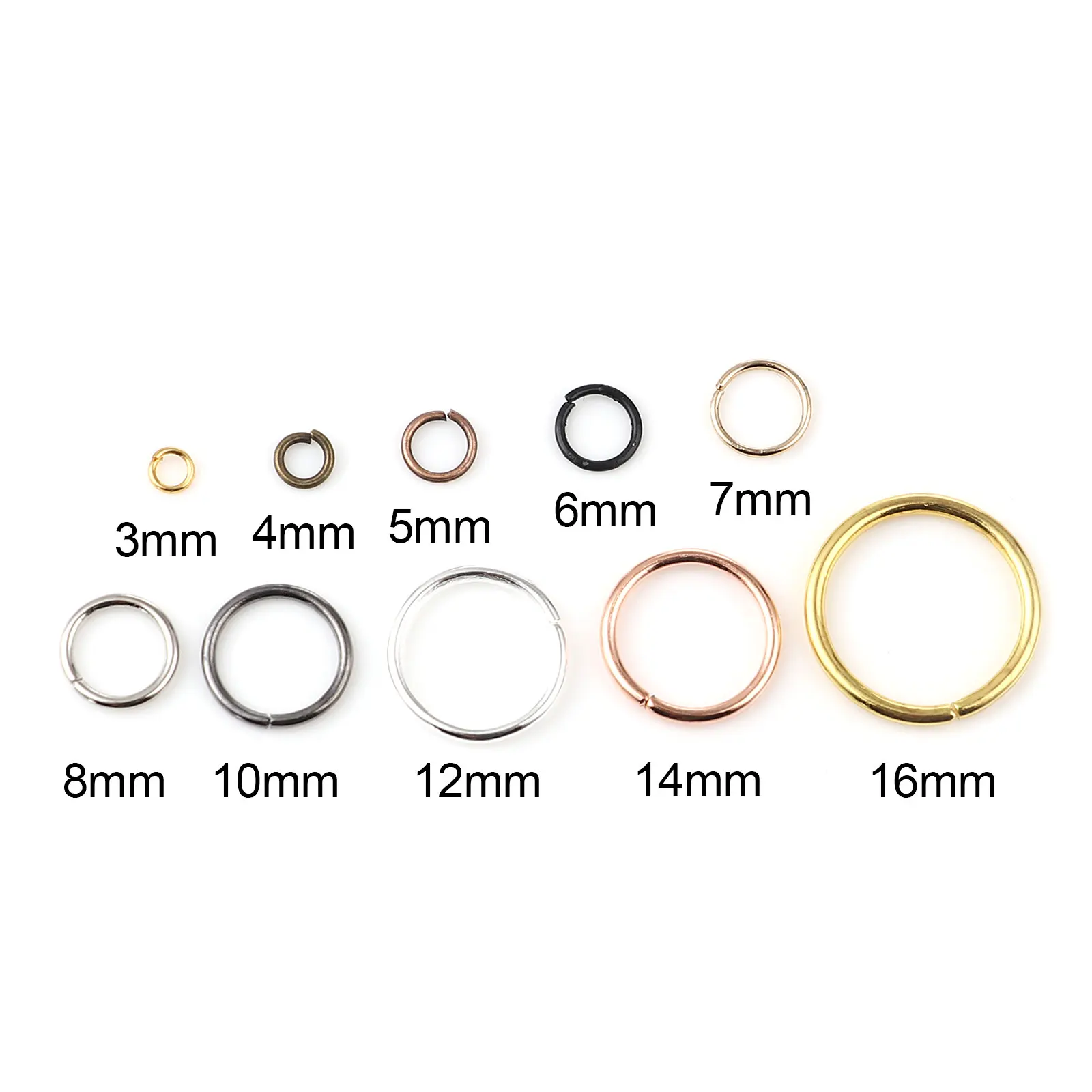 200 PCs/Set Multi-size Multi-Color Iron Based Alloy Open Jump Rings Findings Circle Ring for Making Jewelry DIY 3-12mm Wholesale