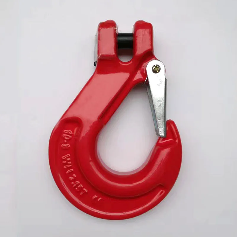 2PCS 12.5Ton Hardware Forged Alloy Steel Crane Hook Painted G80 Sheep Horn Hook With Iatch Industrial Grade Forged Boat Hardware