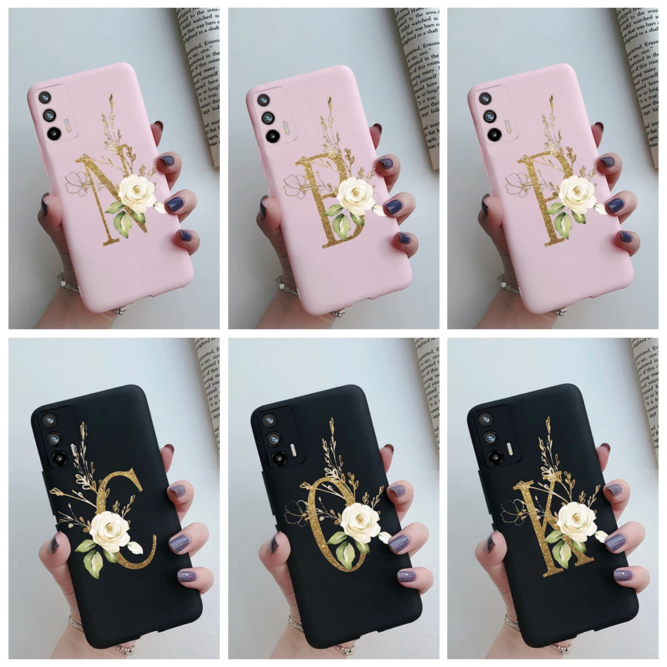 Custodia Per Realme Gt Neo 2T Neo2T 5G Coque Luxury Flower Alphabet Letters Cover Morbida Per Oppo Realme Gt Neo 2T T2 Case Funda