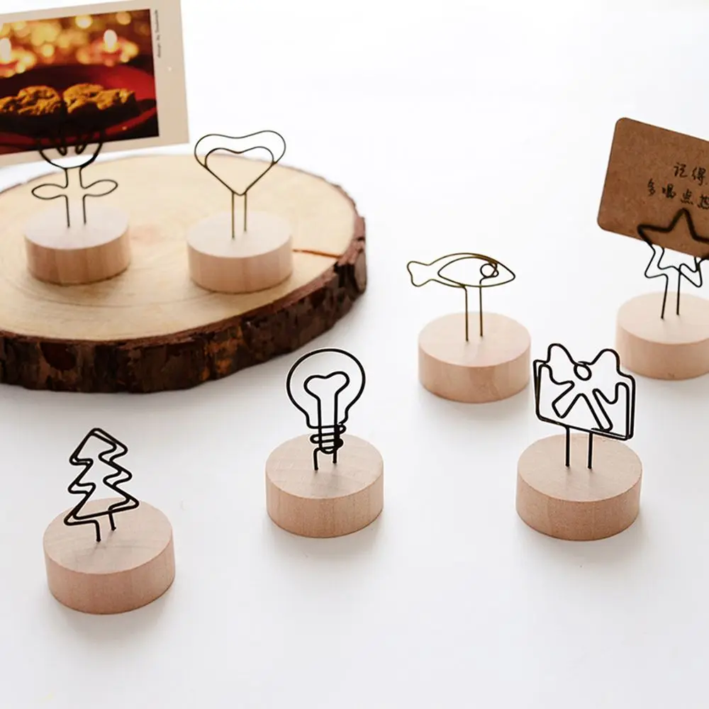 Simple Picture Card Display Stand Wooden Business Card Stand Table Number Memo Holder Wedding Party Desk Accessories card holder photo card holder desk card holder card display stand postcard holder