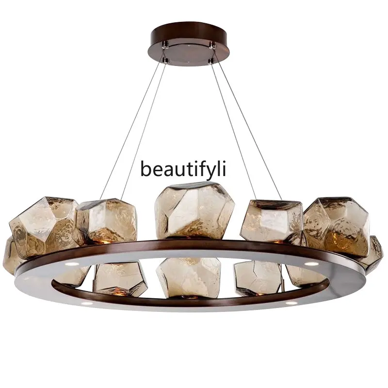 

zq Glass Art Living Room Chandelier Nordic Minimalist Bedroom Study and Restaurant Model Room