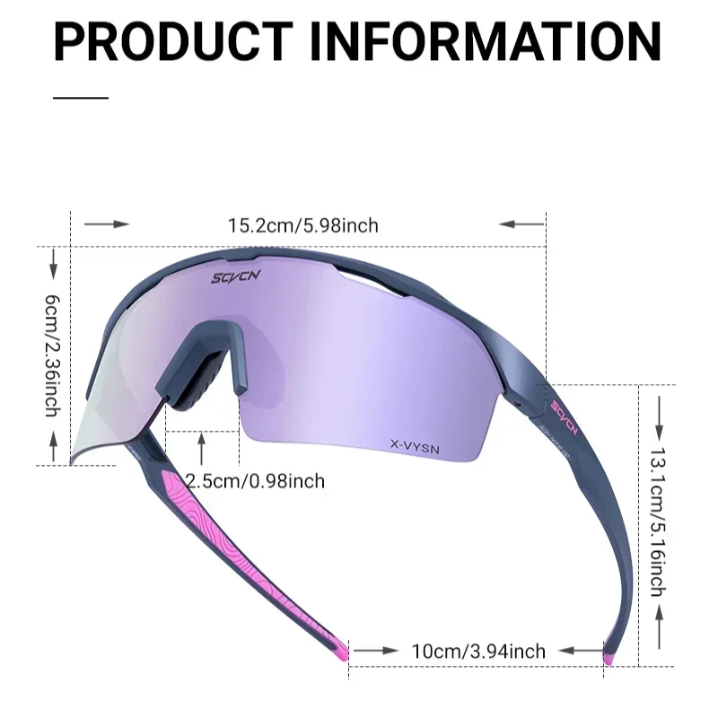 SCVCN Photochromic Sunglasses for men Cycling Glasses MTB Bike Sunglasses Sports Glasses Eyewear Bicycle UV400 Protection Women