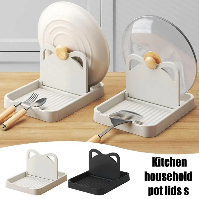 

Collapsible Pot Lid Rack Storage Pan Lid Cover Spoon Spatula Pot Lid Holder Rack Organizer With Drip Tray Multi-use Kitchen Tool
