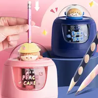 Cute Cartoon Battery Charging Electric Pencil Sharpener Switch Automatic Pencil Sharpener Creative Stationery Office School 5