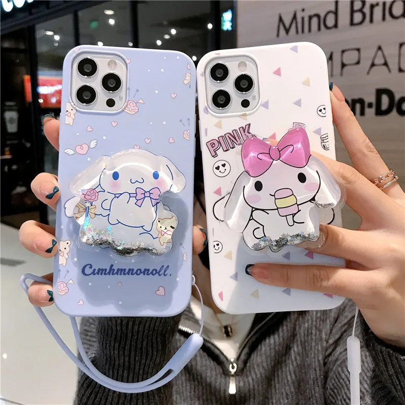 

Suitable for Apple 13promax Mobile Phone Shell Iphone12 Three-dimensional Cartoon Cute Quicksand Jade Laurel Dog Bracket