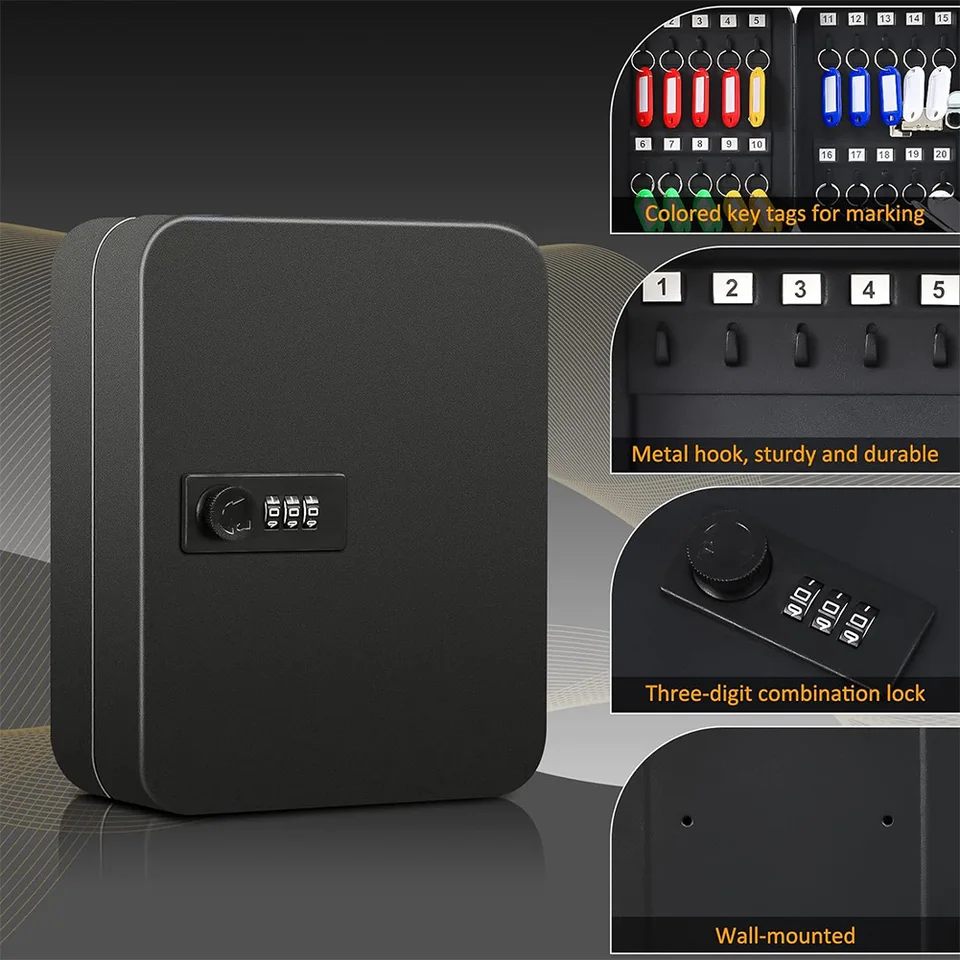 Wall Mounted Key Cabinet with Combination Lock
