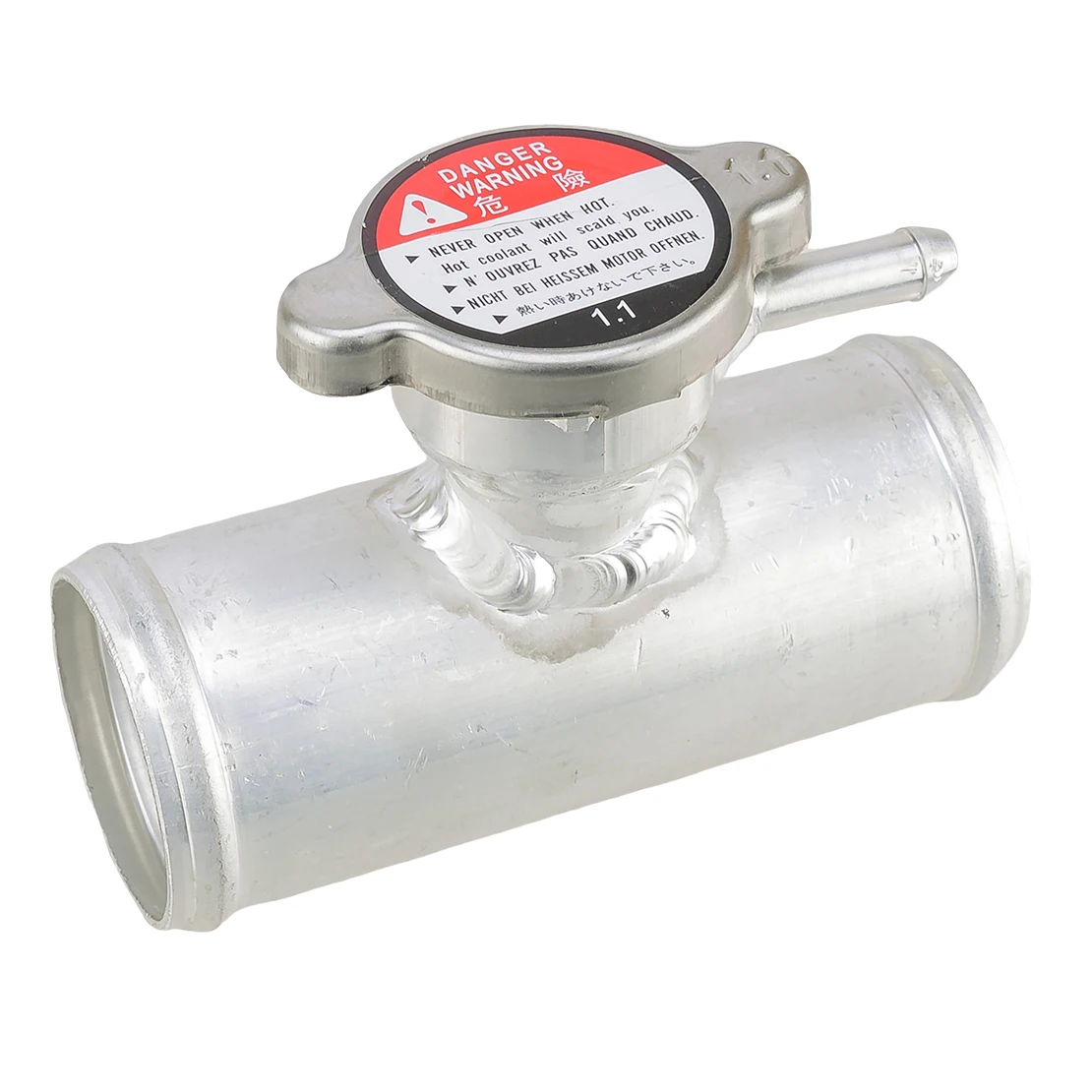 1-3/4" 45mm Universal Car Silver In Line Radiator Hose Filler Neck with Cap Aluminum car water hose