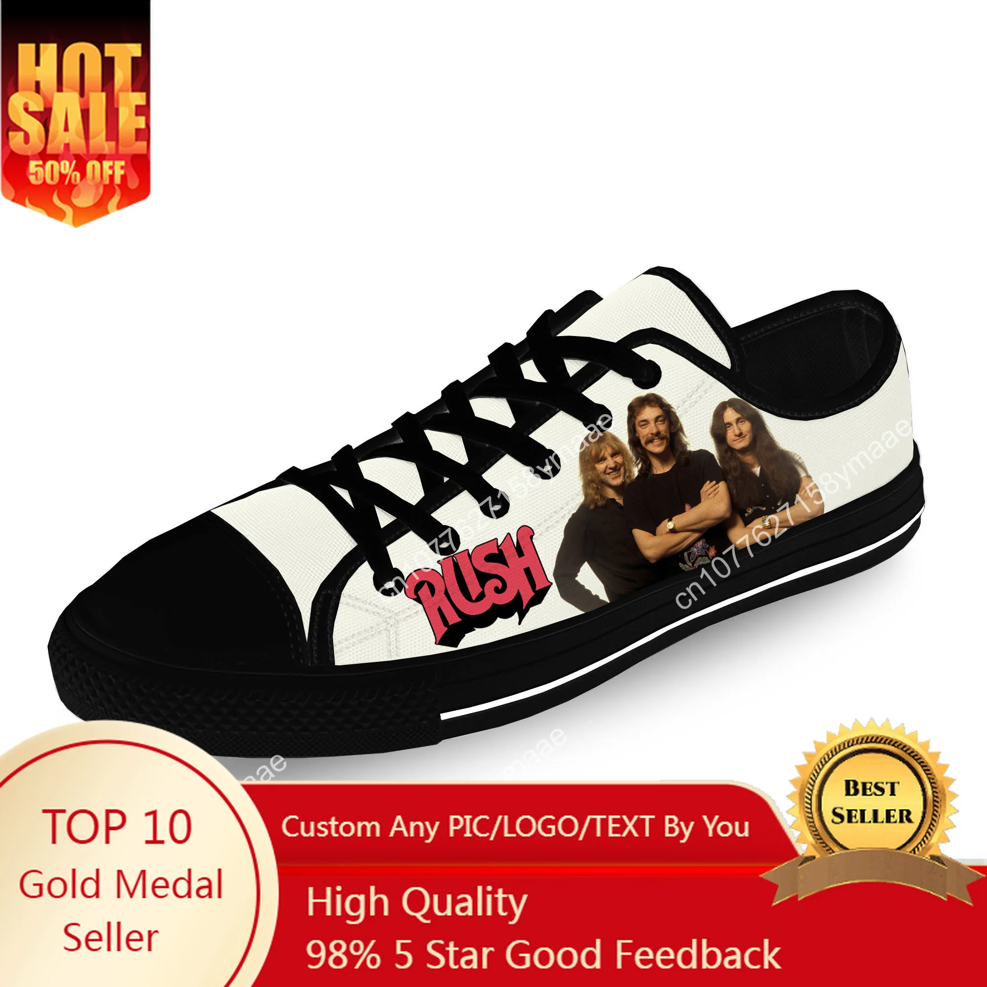 Rush Band Low Top Sneakers Mens Womens Teenager Casual 3D Print Shoes Canvas Running Shoes Cosplay Breathable Lightweight shoe