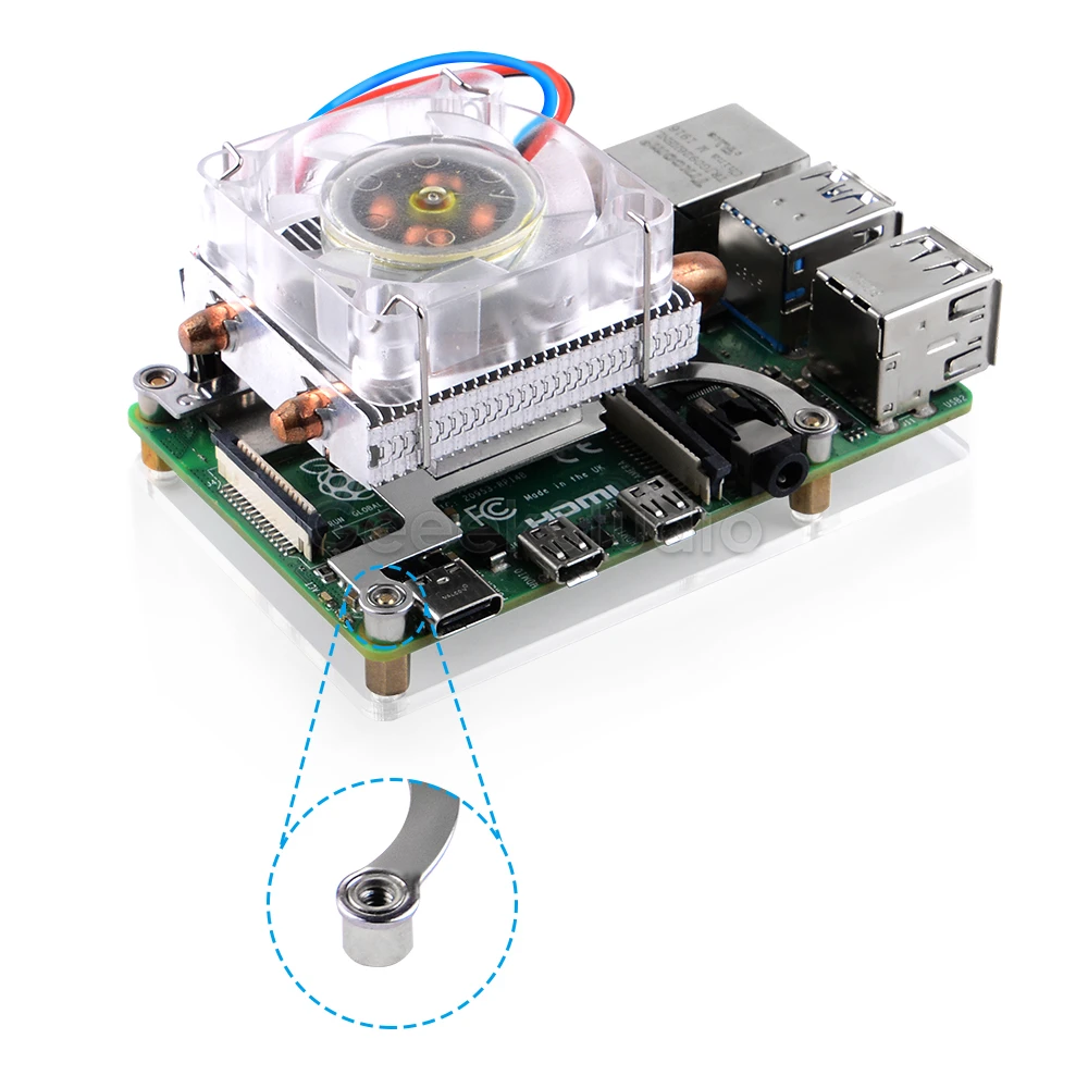 Torre de Gelo de Baixo Perfil Ventilador de Refrigeração Caixa de Metal Cores Rgb em Mudança de Luz Led com Suporte Escudo para Raspberry pi b 3b Mais 3b - Imagem 6