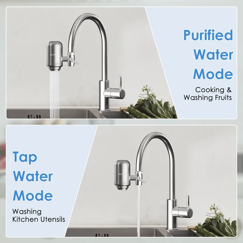 ALTHY Stainless Steel Faucet Tap Water Filter Purifier System, NSF Certified Reduces Lead, Chlorine & Bad Taste Kitchen