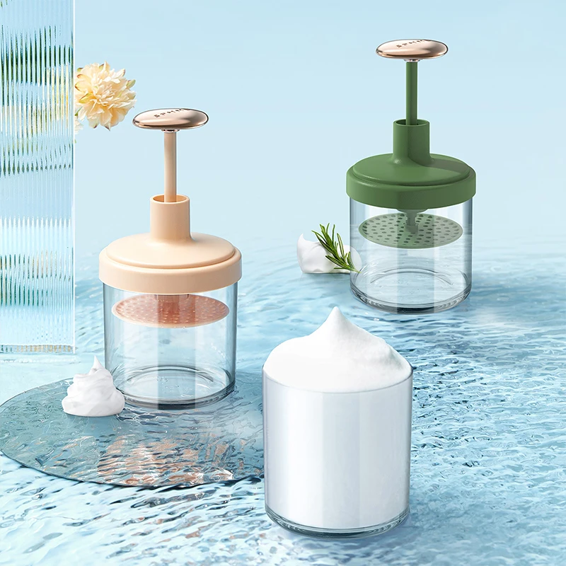 1Pc Whisk for facial cleansing push type fluffy cream foamer facial cleanser simple cute fine micro-foam wash accessories 4