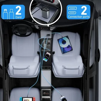 4 in 1 120W Car Charger Retractable Car Cigarette Lighter Adapter USB Type C Fast Charger Cable for IPhone Xiaomi POCO Samsung 6