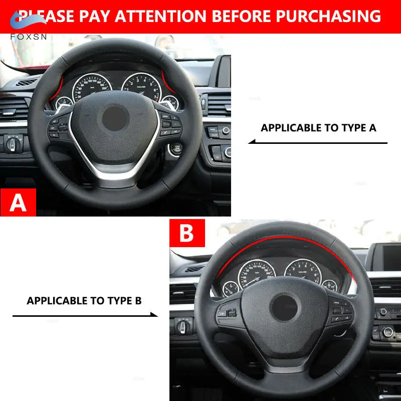 Car Steering Wheel Cover For BMW 1 2 3 Series F20 F21 F22 F30 F34 F36 Perforated Microfiber Leather Braid Needles & Threads steering wheel cover