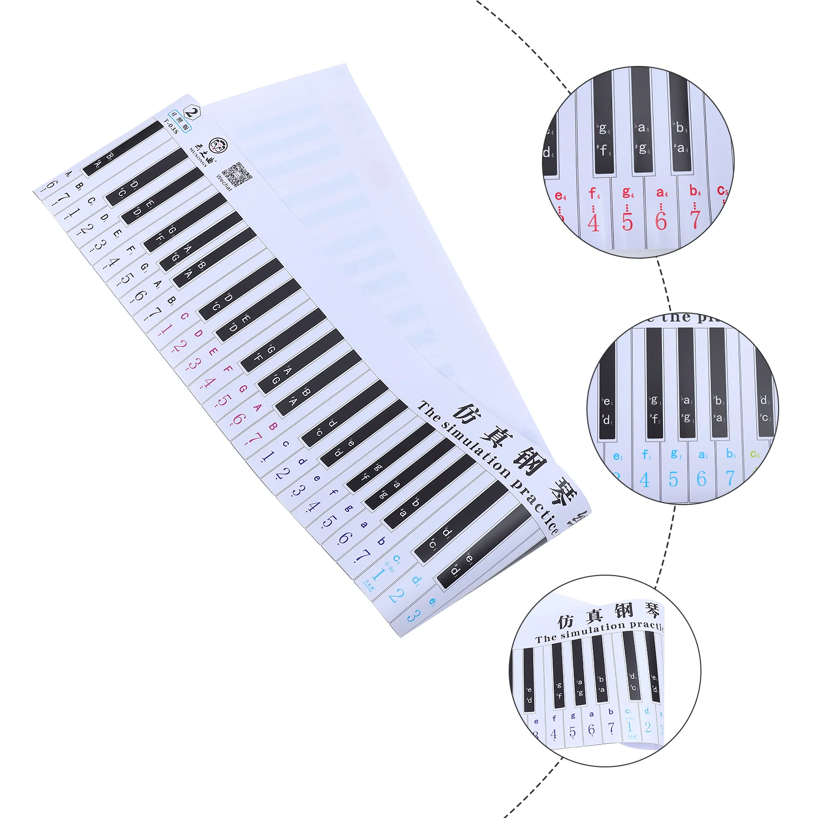 

Keyboards Piano Wall Chart Fingering Comparison Guide Paper Sticker Standard Teaching 88 Keys