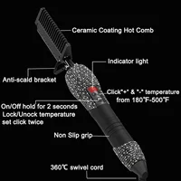 Hot Comb Electric High Heating Comb Hair Straightening with Bling Diamonds LCD Digital Peigne Chauffant 2