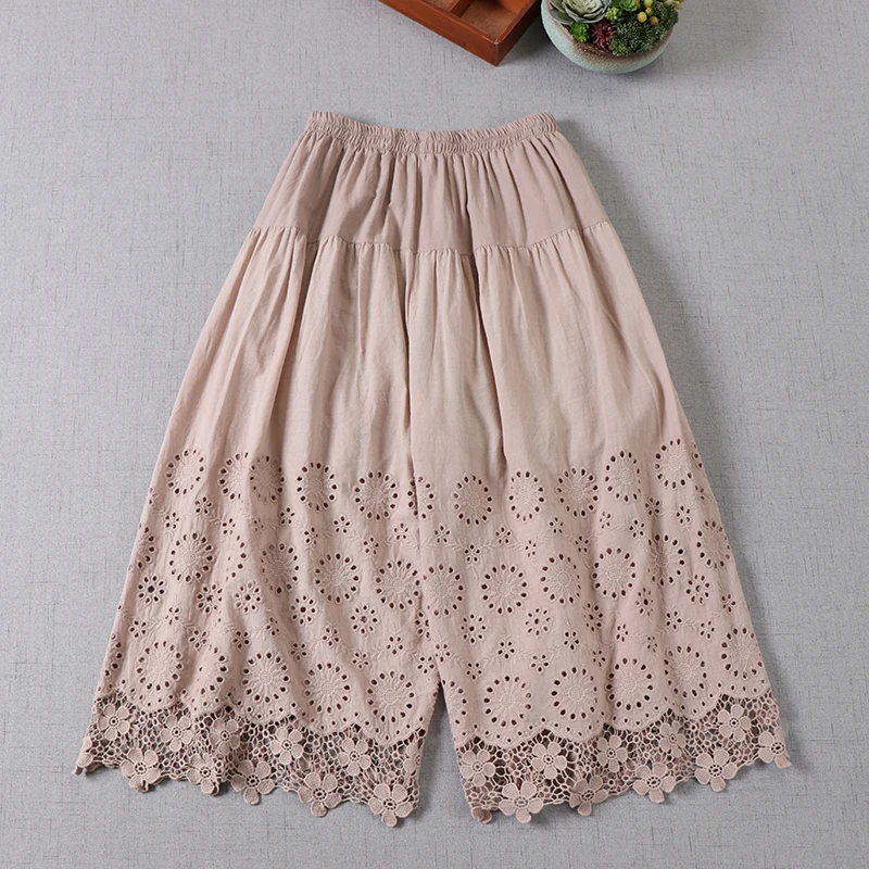 Fairy Hollow Out Lace Lolita Loose Wide Leg Pants 2022 Spring Summer FT182 work pants