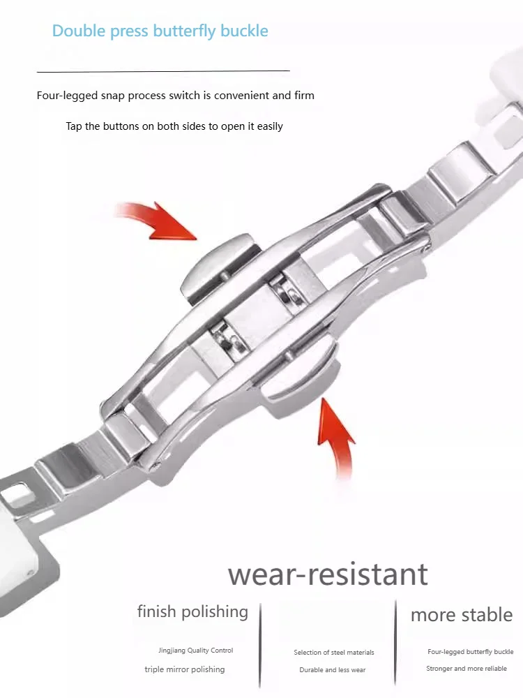 Premium Ceramic Watch Strap - Barrel Shaped White Quick Release 22mm Waterproof Bracelet