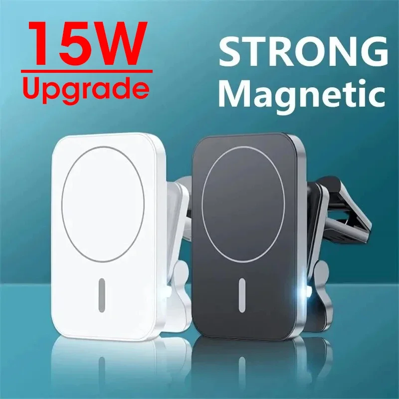 15W Magnetic Wireless Charger Car Air Vent Stand Phone Holder Car Fast Charging Station for IPhone 12 13 14 Pro Max Car Charger