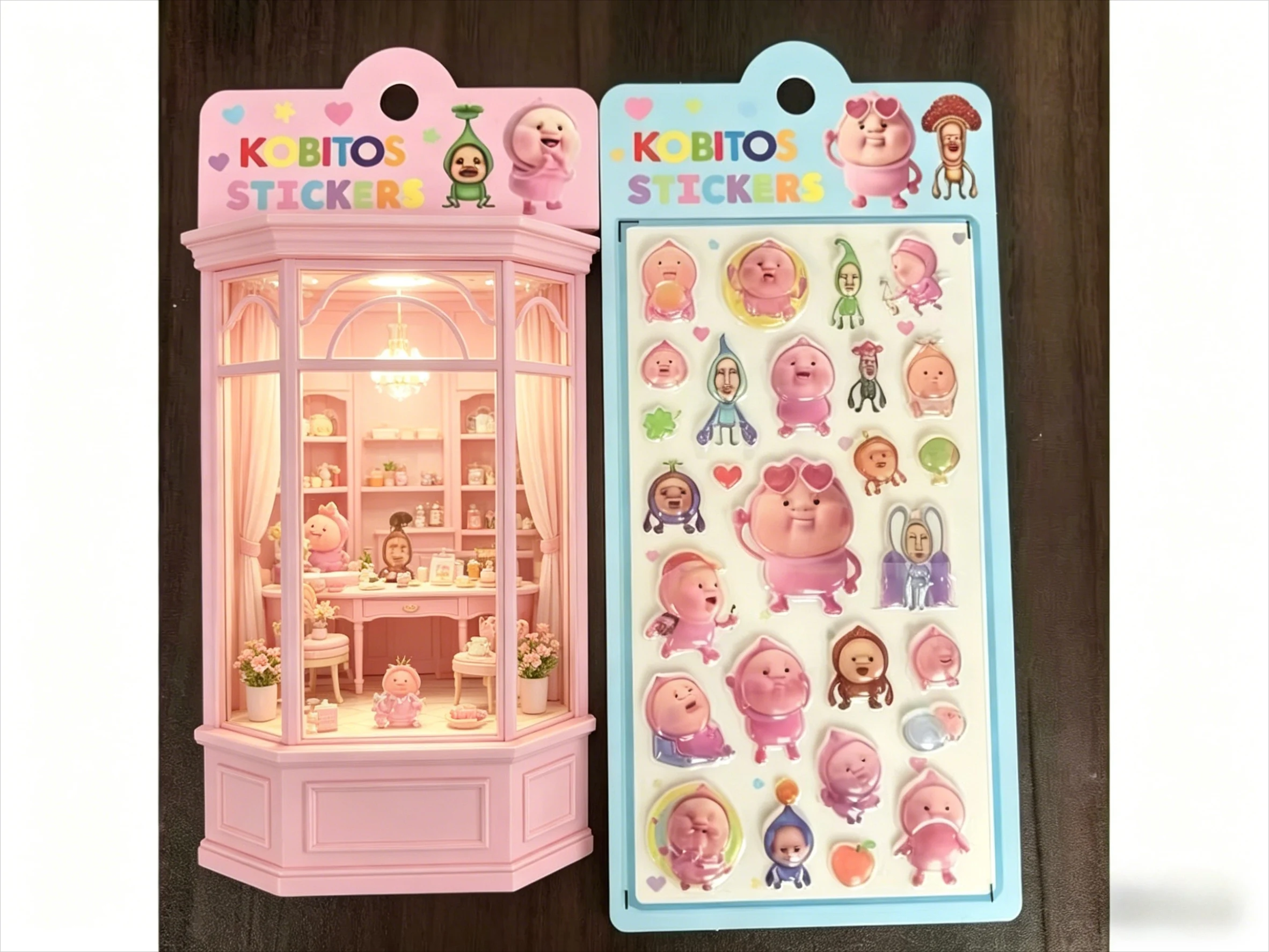 2026 새로운 KOBITOS 3D 입체 크리스탈 스티커 어린이 창의 핸드북 입체 장식 스티커