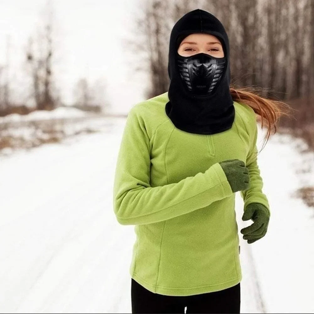 Bike Face Mask Outdoor Winter Warm Bicycle Bike Climbing Skiing Windproof Carbon Filter Thermal Fleece Balaclava Head Protector balaclava mask cycling headwear