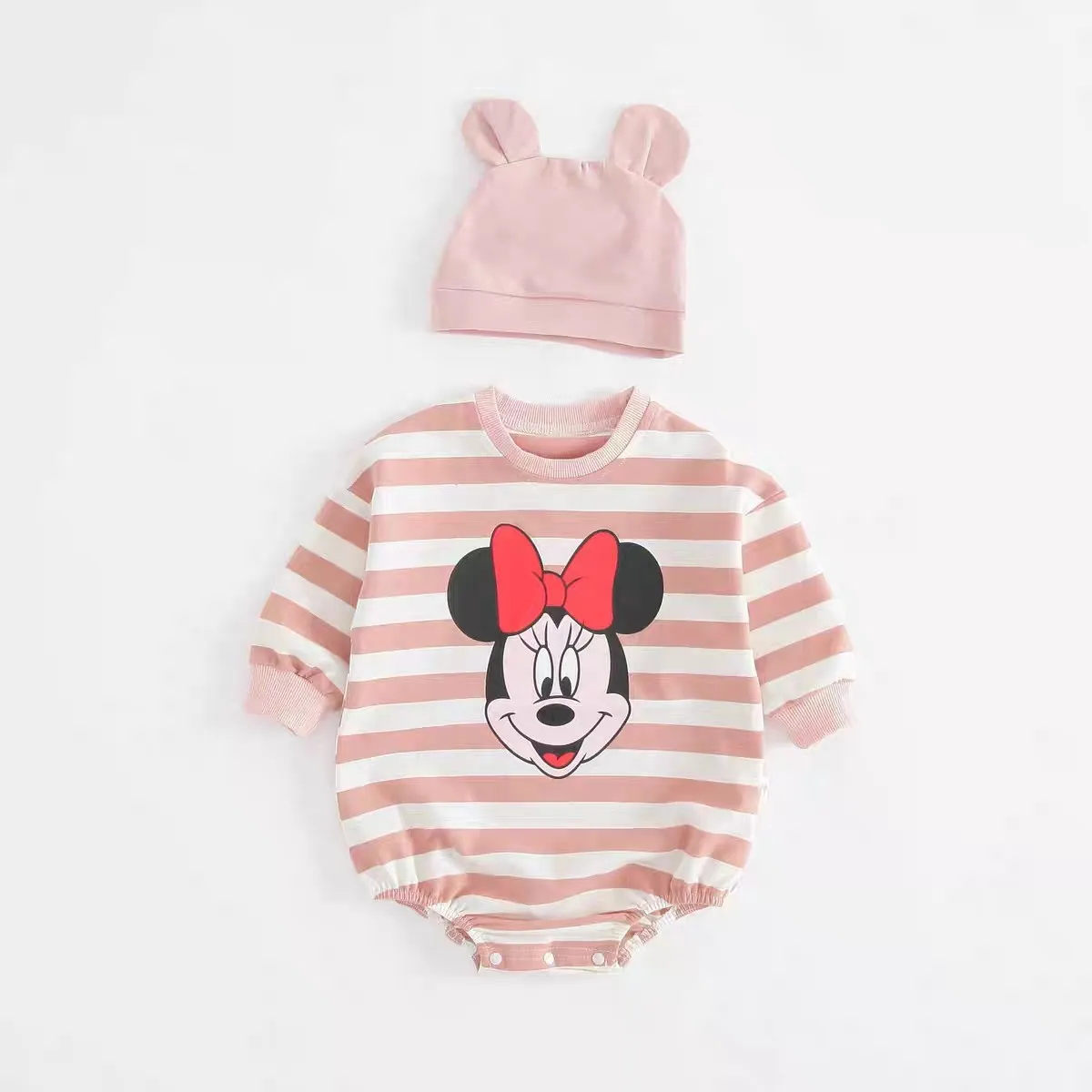 Cotton New Born Baby Climb Clothes Long Sleeve Jumpsuit Infant Costume Baby Girl Boy Striped Mickey Toddler Pajamas Onesie 5
