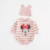 Cotton New Born Baby Climb Clothes Long Sleeve Jumpsuit Infant Costume Baby Girl Boy Striped Mickey Toddler Pajamas Onesie 5