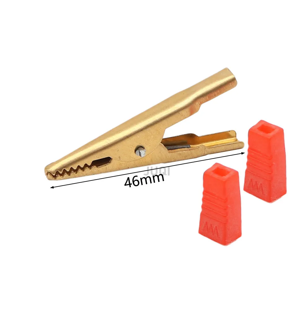Insulated Crocodile clip Plastic Handle Cable Lead Test Charging Clamp Metal Crocodile Clamp Length 52mm Golden