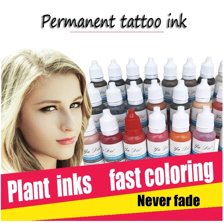 

10pcs Eyebrow Tattoo ink Permanent Makeup Micro pigment Lasting Long 15ml /Bottle 22 Colors For Choose supplies