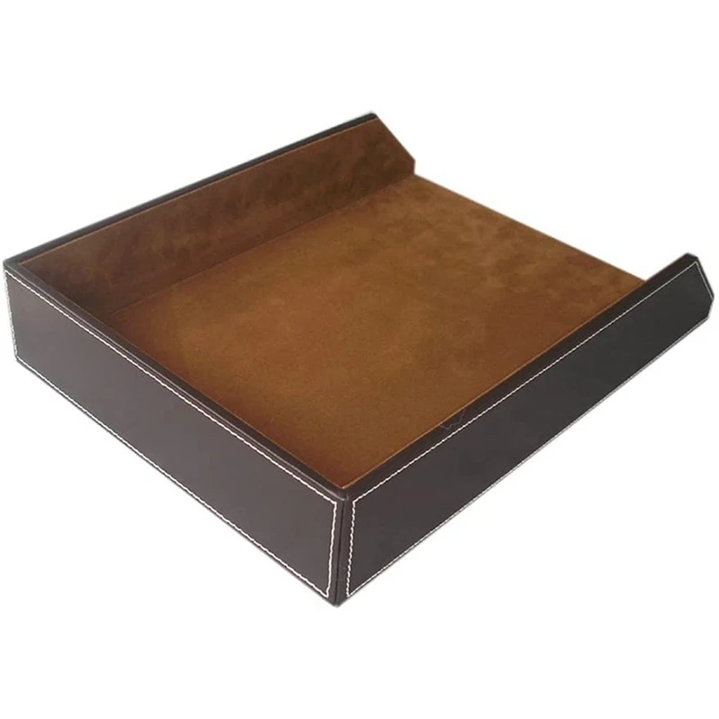 

3X PU Leather Collection Letter Tray, Document Desk Organizer,Stackable Office File Document Tray Holder (Brown)