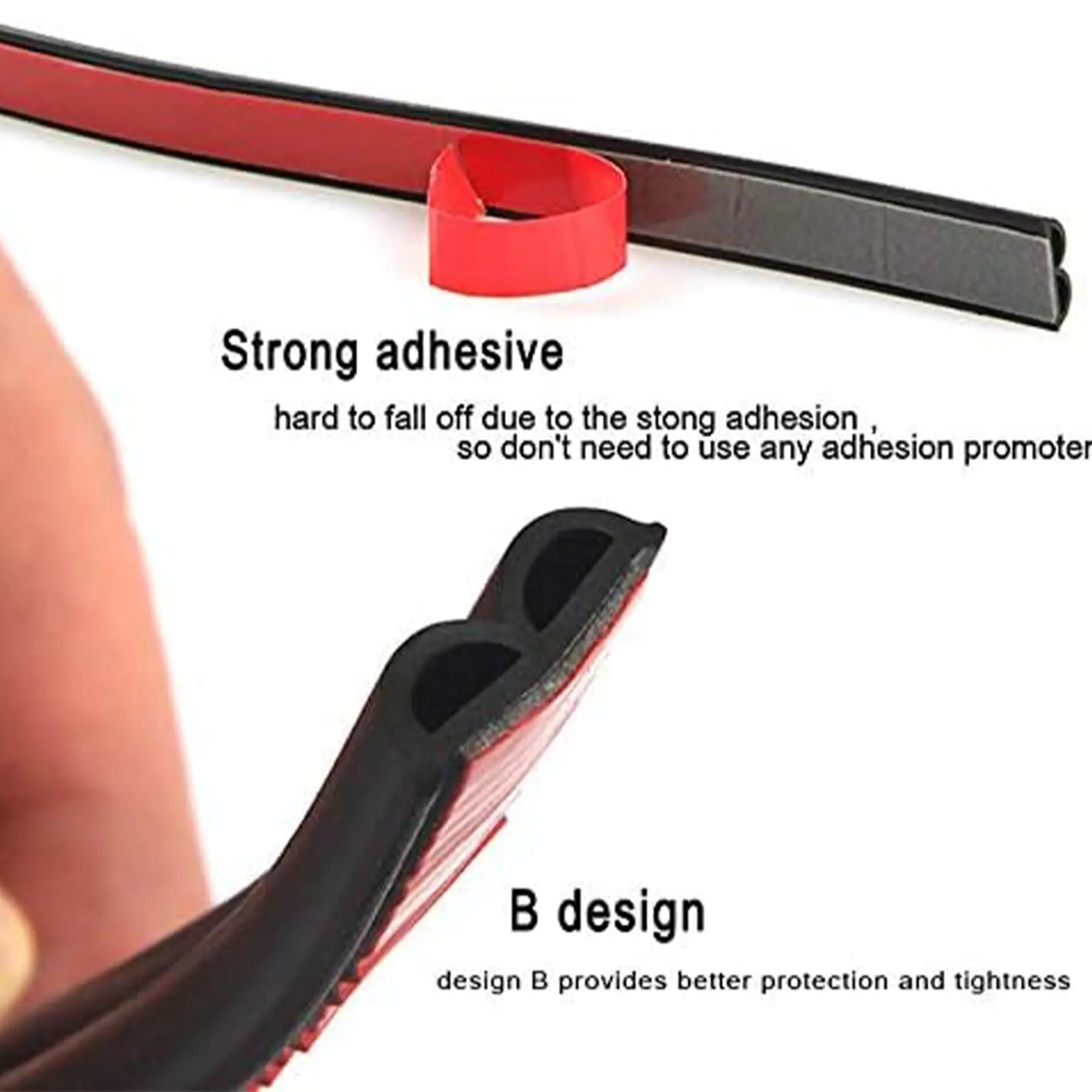 Universal B-shaped Self-adhesive Rubber Door Seal Strip for Sound Insulation and Weatherproofing (25m)