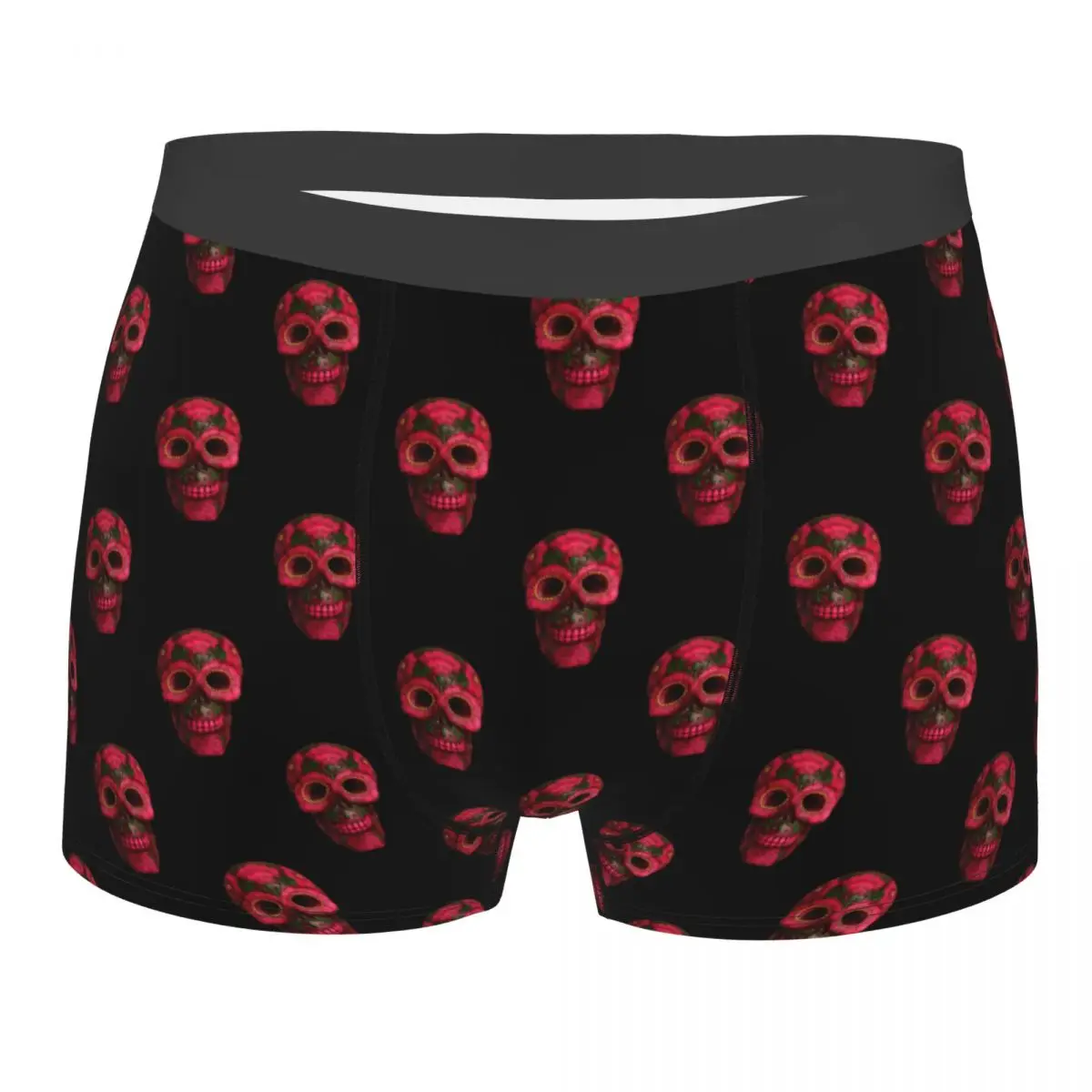 

Cool Skull Men's Underwear Red Boxer Briefs Shorts Panties Sexy Soft Underpants for Homme
