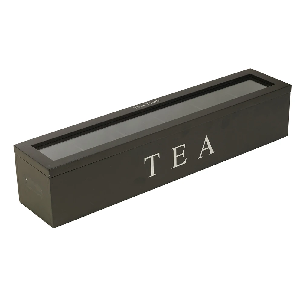 Tea Canister Natural Wood Tea Storage Box 5 Compartments Organizer for Tea Bags Dried Flowers Sugar Perfect Home Decor Gift for Love