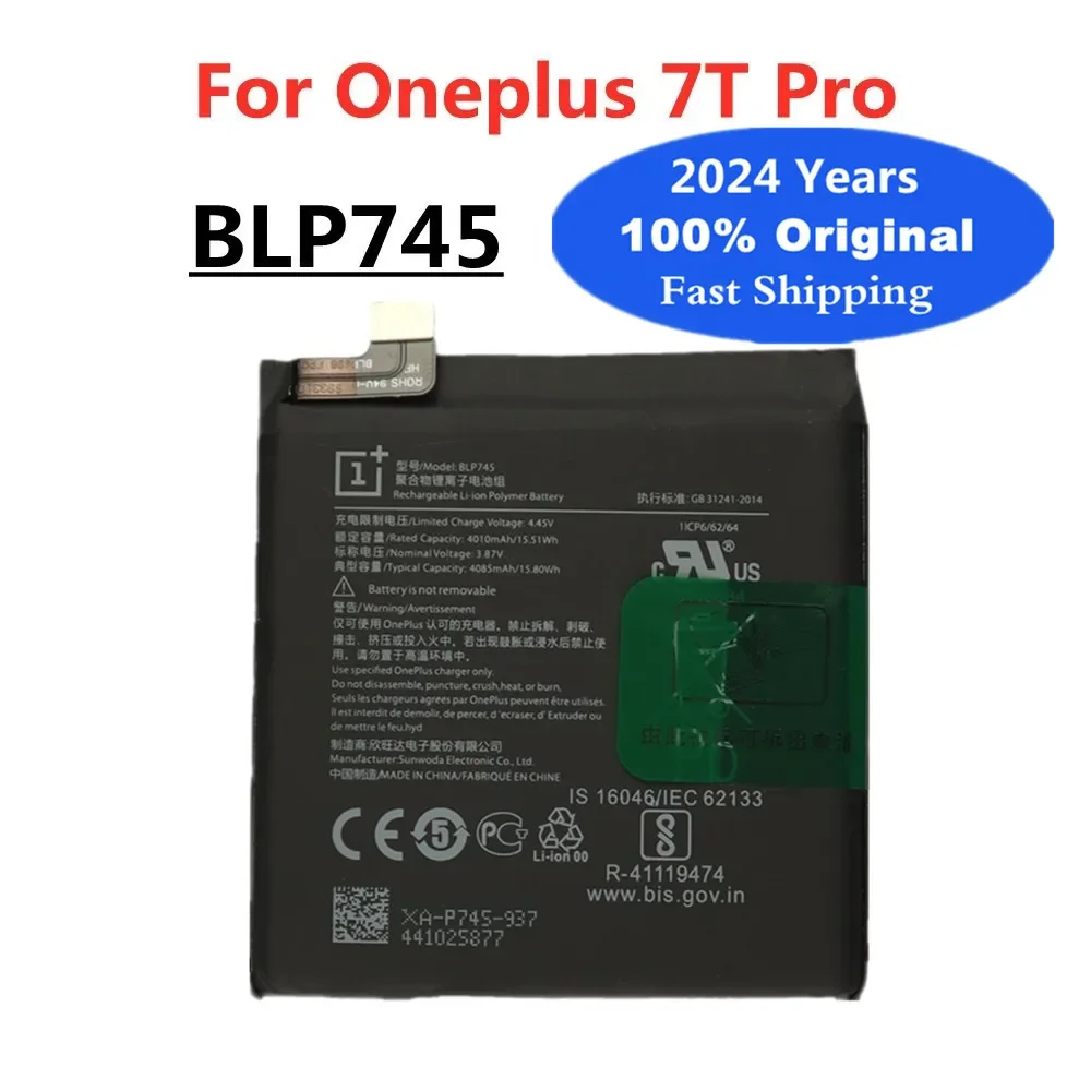 

2024 Years BLP745 1+ Original Battery For Oneplus 7T Pro One Plus 7TPro 4000mAh High Capacity Phone Battery Batteries In Stock