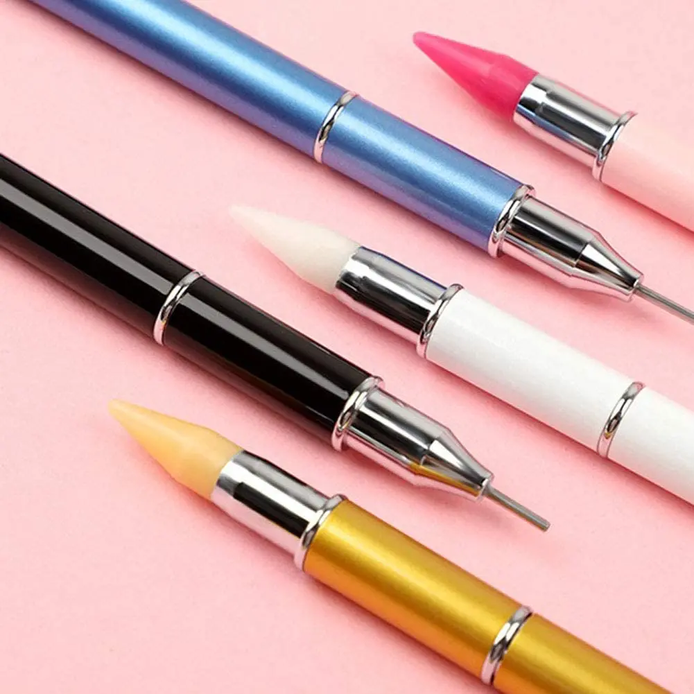 1PC Nail DIY Art Dual-Ended Diamond Point Drill Pen Picking Tool Nail Rhinestone Gems Sticky Picker Wax Pencil Manicure Tools 5