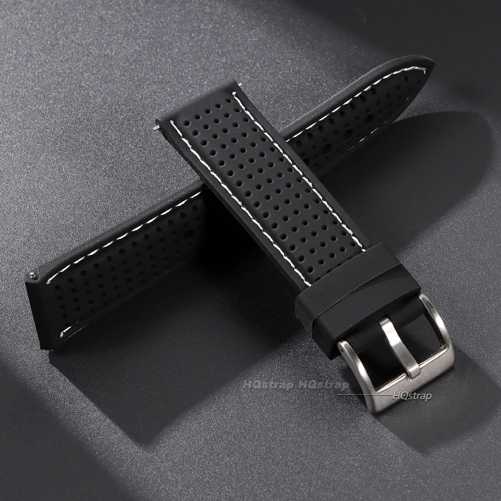 Breathable Waterproof Silicone Sports Watchband - Soft Rubber Universal Wrist Strap Accessory