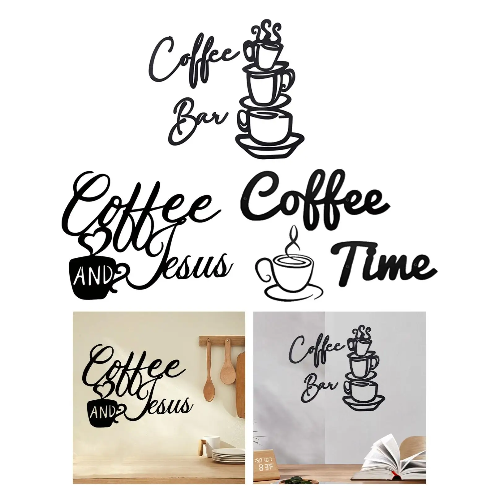 4 Placas De Café De Alambre Para La Pared | Decoración De Letras De Café De