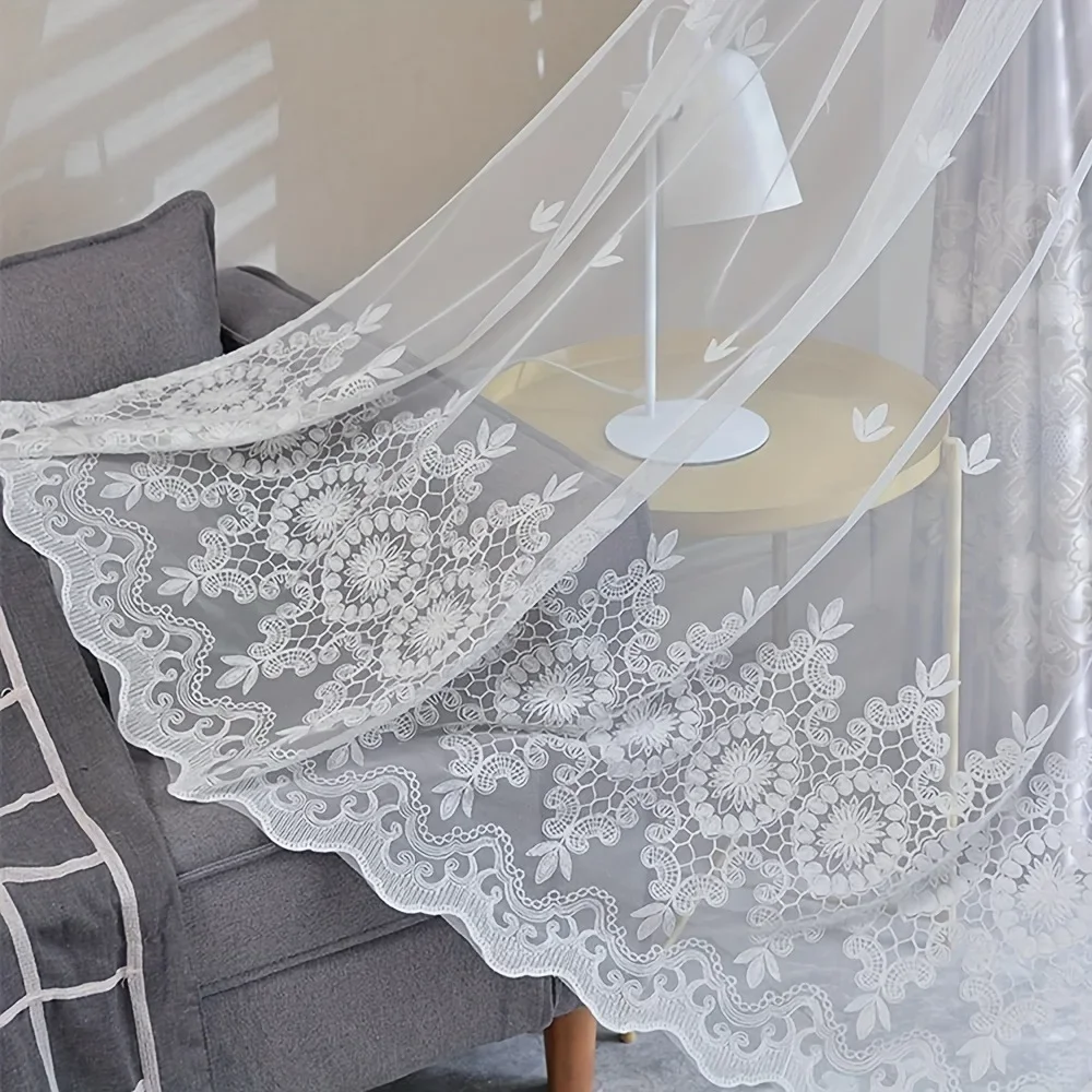 Chinese Modern Simple Ruyi Embroidered Gauze Curtain Curtains for Living Dining Room Bedroom Breathable,Translucent Nordic Style 4