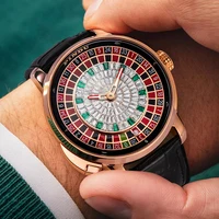 PINDU Design nouveau NH35A montres mécaniques hommes bouton poussoir tourner russe Roulette jeu saphir miroir diamant cadran montre pour hommes 4