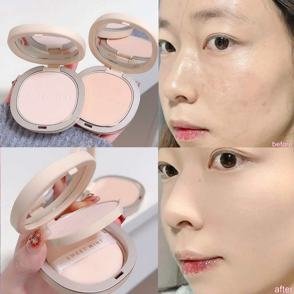 Pressed Powder Transparent Brighten Oil Control Waterproof Concealer Lasting Natural Face Makeup Setting Powder Cosmetic pressed powder foundation setting powder