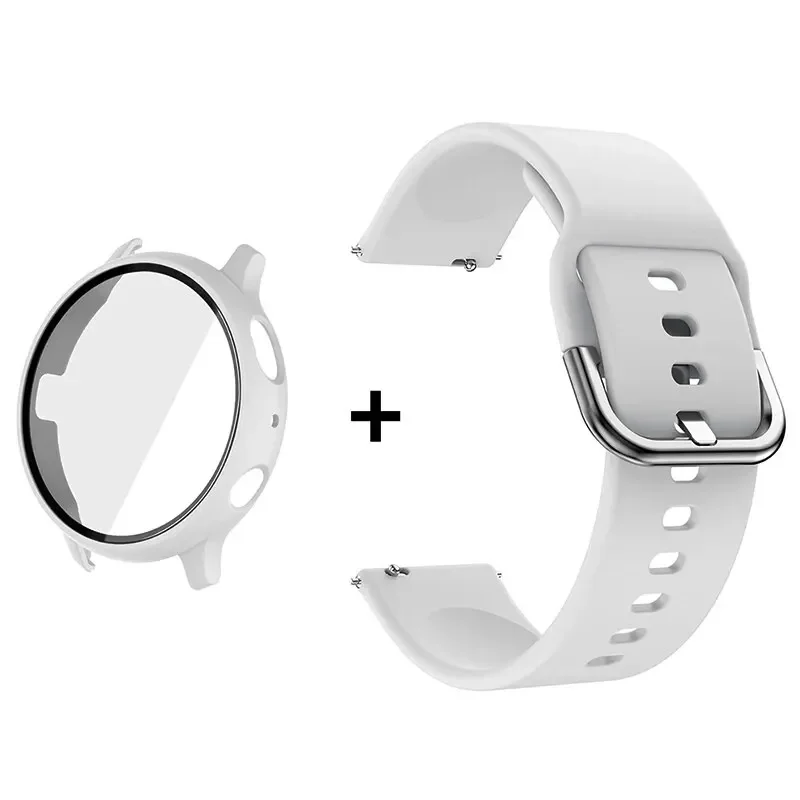 Premium Accessory Bundle: Glass Case, Strap, and Screen Protector with 20mm Watch Bands and PC+Bumper Cover