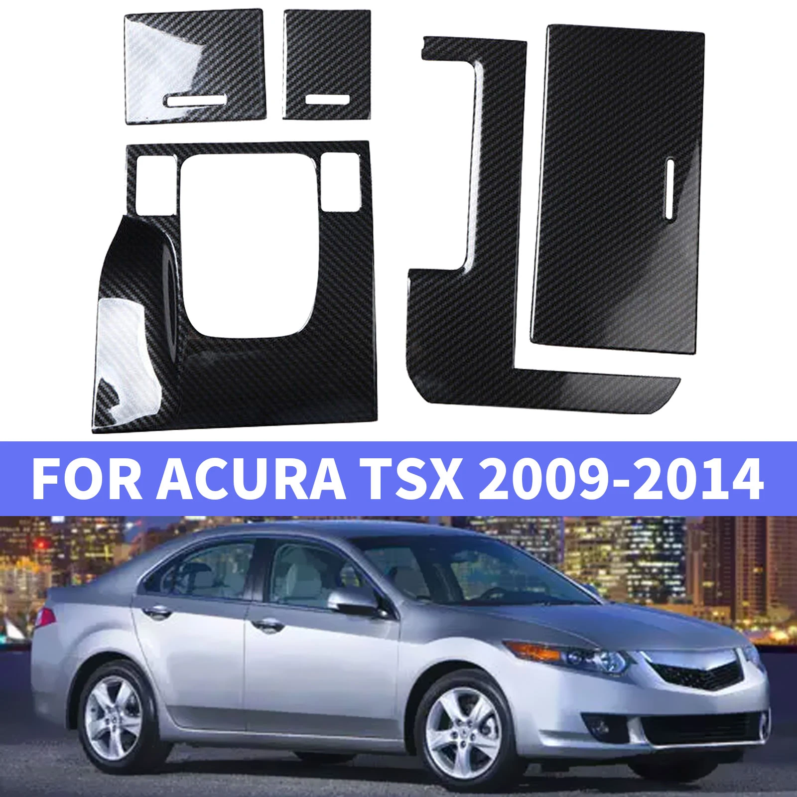 For Acura Tsx 20092014 Carbon Fiber Look Central Console Gear Shift