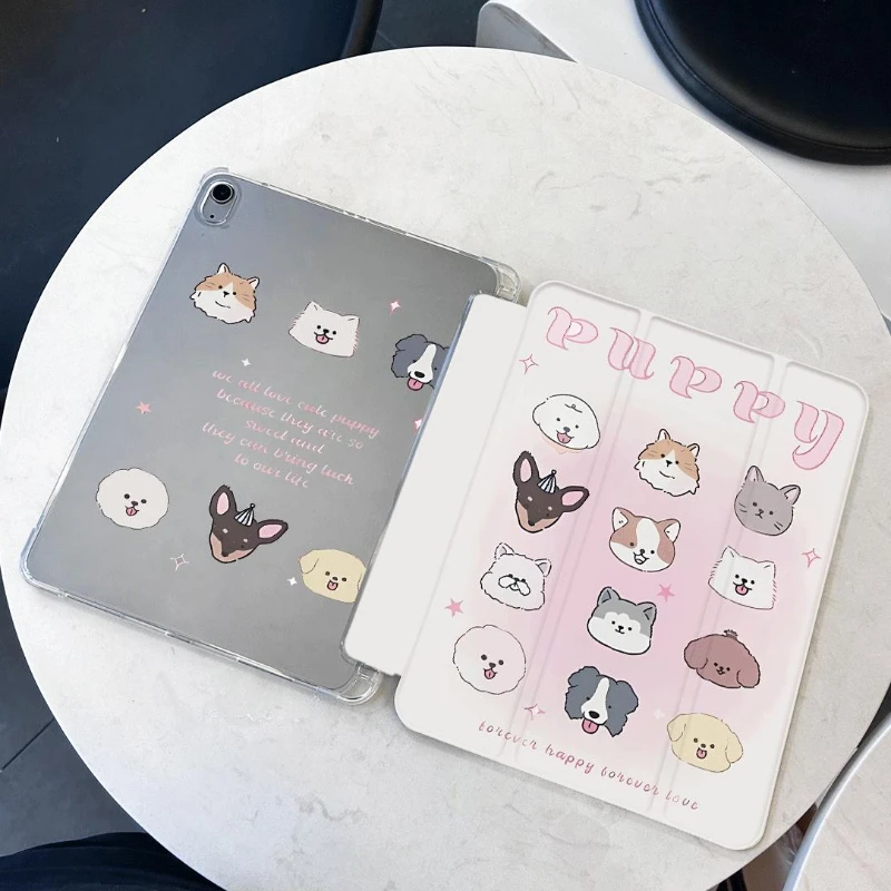Adorable Puppy Soft TPU Tablet Case with Built-in Pencil Holder